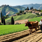 **

A picturesque San Marino farm scene. Rolling green hills, traditional farming with oxen pulling a plow. Farmers hand-sowing seeds. Focus on the natural beauty and traditional methods.

**