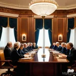 산마리노 전쟁 중 중립 유지 전략 - **Prompt for Diplomacy and Neutrality:**
    "A wide-angle, highly detailed, photo-realistic image o...